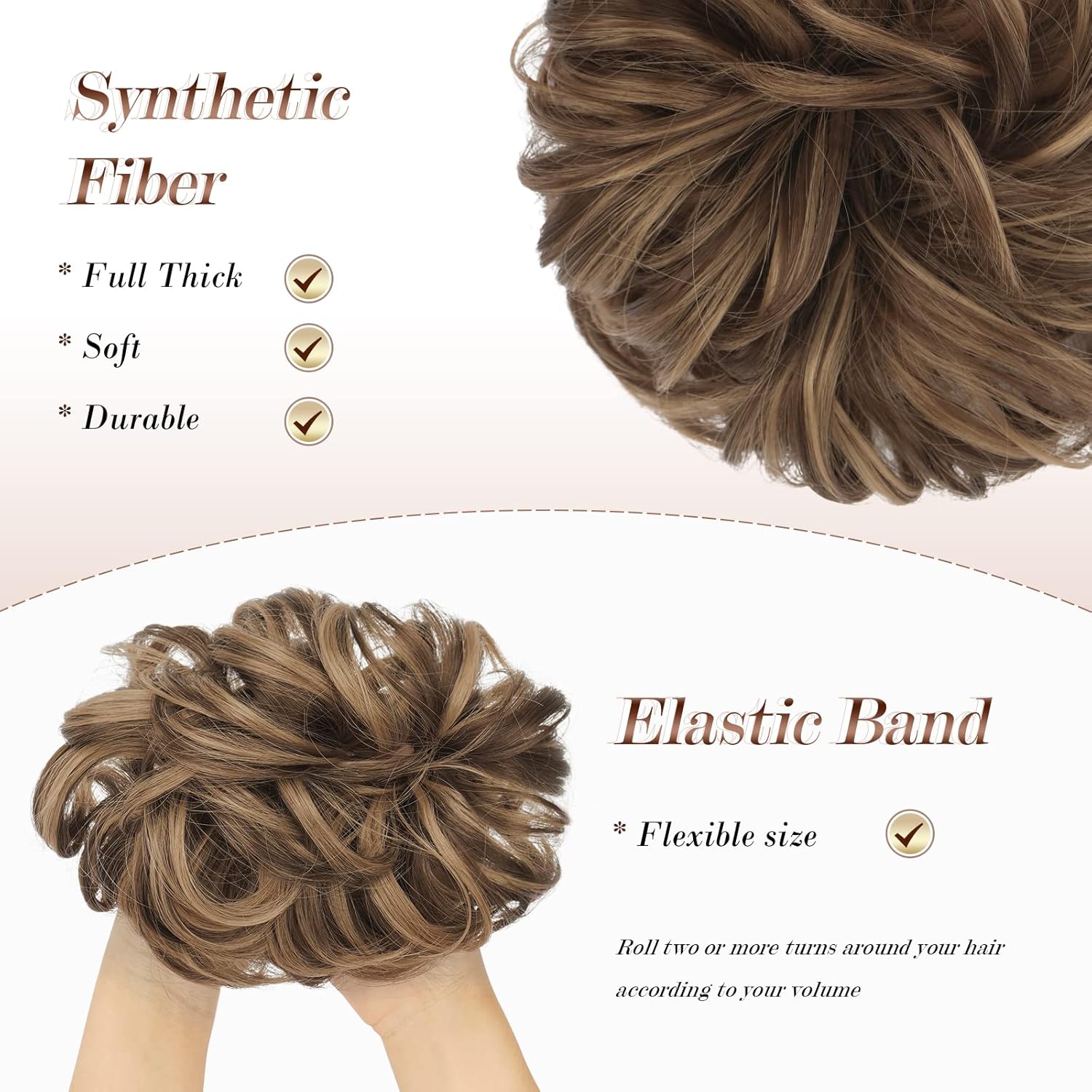 Messy Bun Hair Piece – Elastic Curly Scrunchie for Women