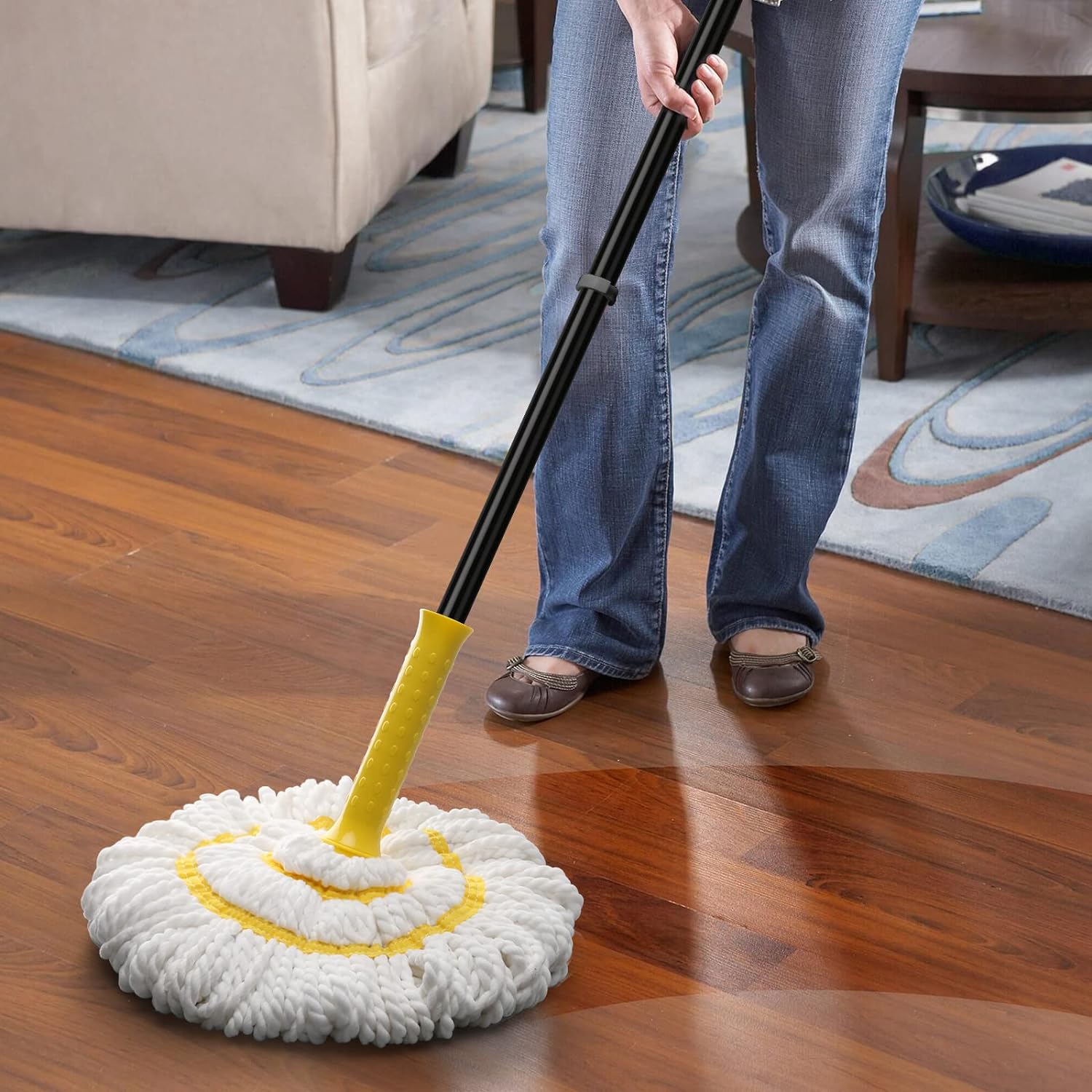 Self-Wringing Twist Mop for Floor Cleaning, Long Handled Microfiber