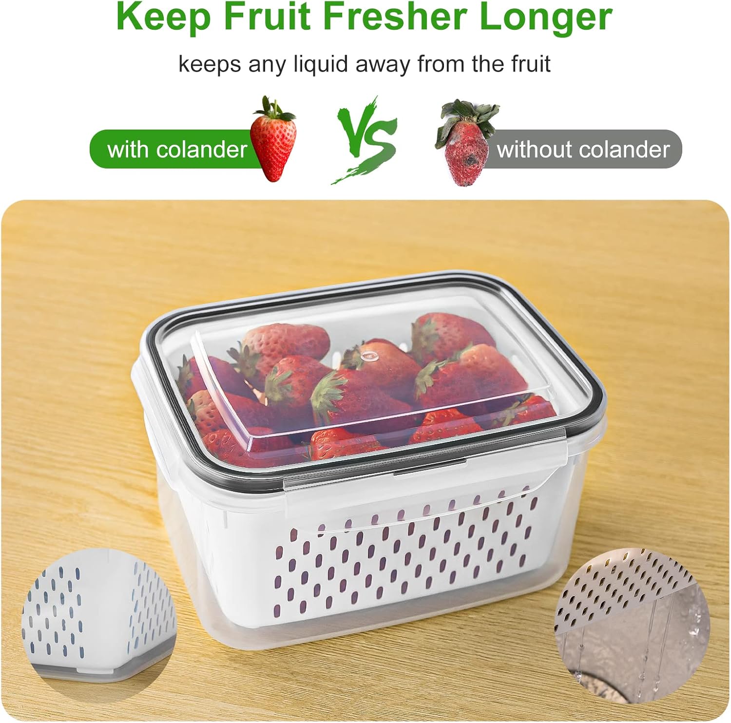 5 PCS Large Fruit Containers for Fridge - Leakproof Food Storage Containers