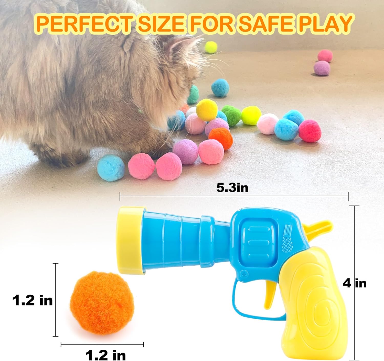 31Pcs Cat Ball Toy Launcher – 30 Plush Fuzzy Balls with Toy Gun