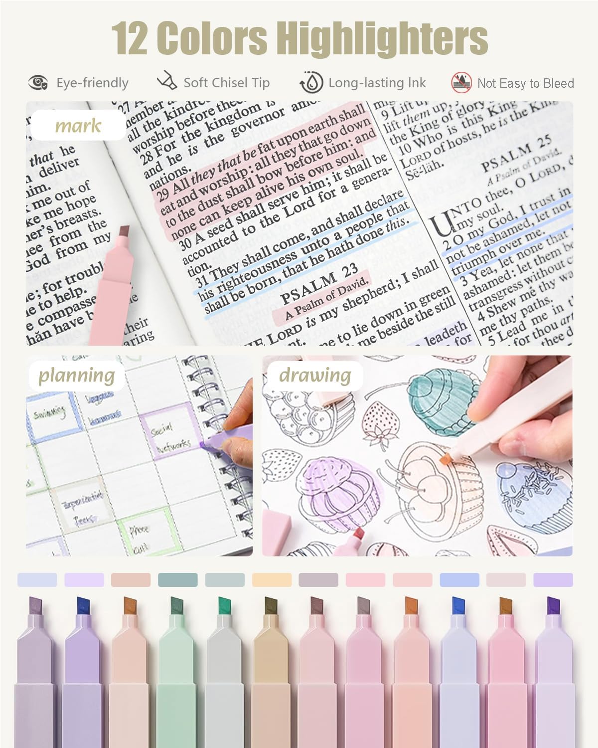 39-Piece School Supplies Set with Pink Pencil Case – Highlighters