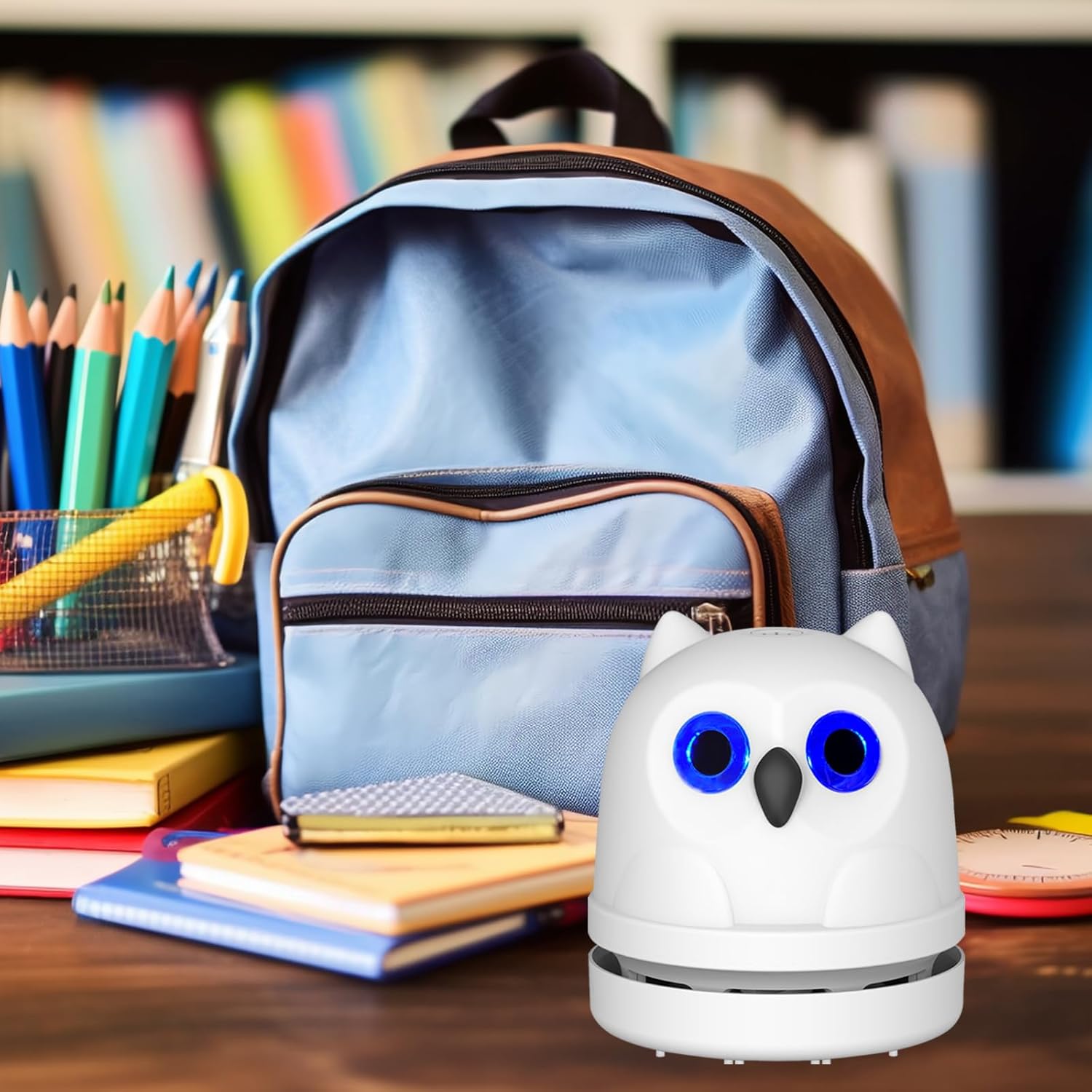 Mini Owl Desktop Vacuum Cleaner – Portable USB Rechargeable Crumb Sweeper