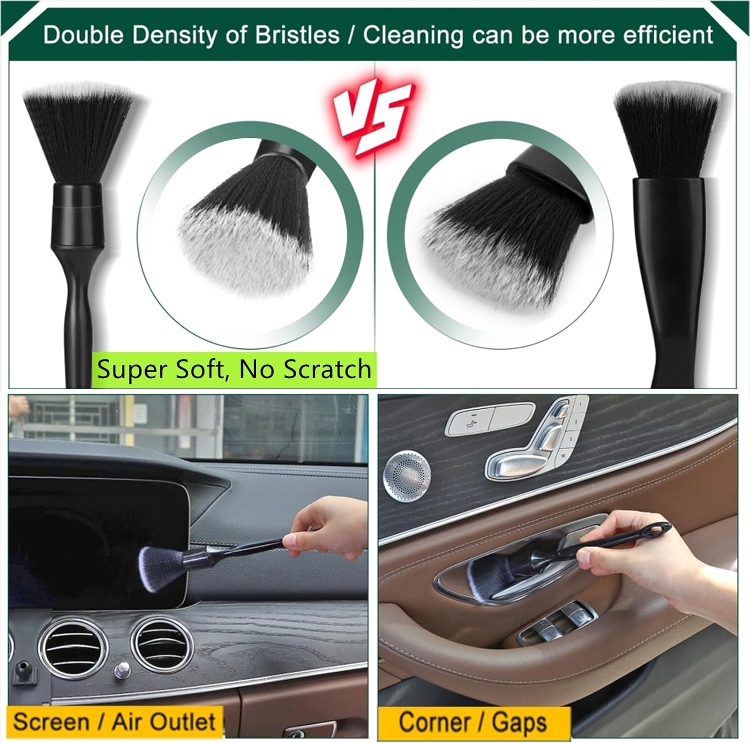 Car Interior Duster & Detail Brush Cleaning Gel Kit – Soft Dash Vent