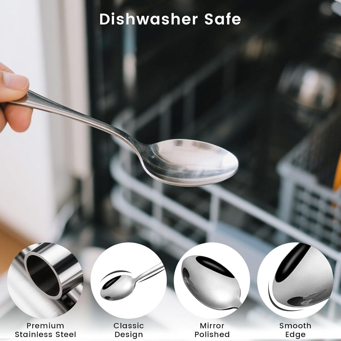 6-Piece Stainless Steel Teaspoon Set – 6.7 Inch Durable Dessert Spoons