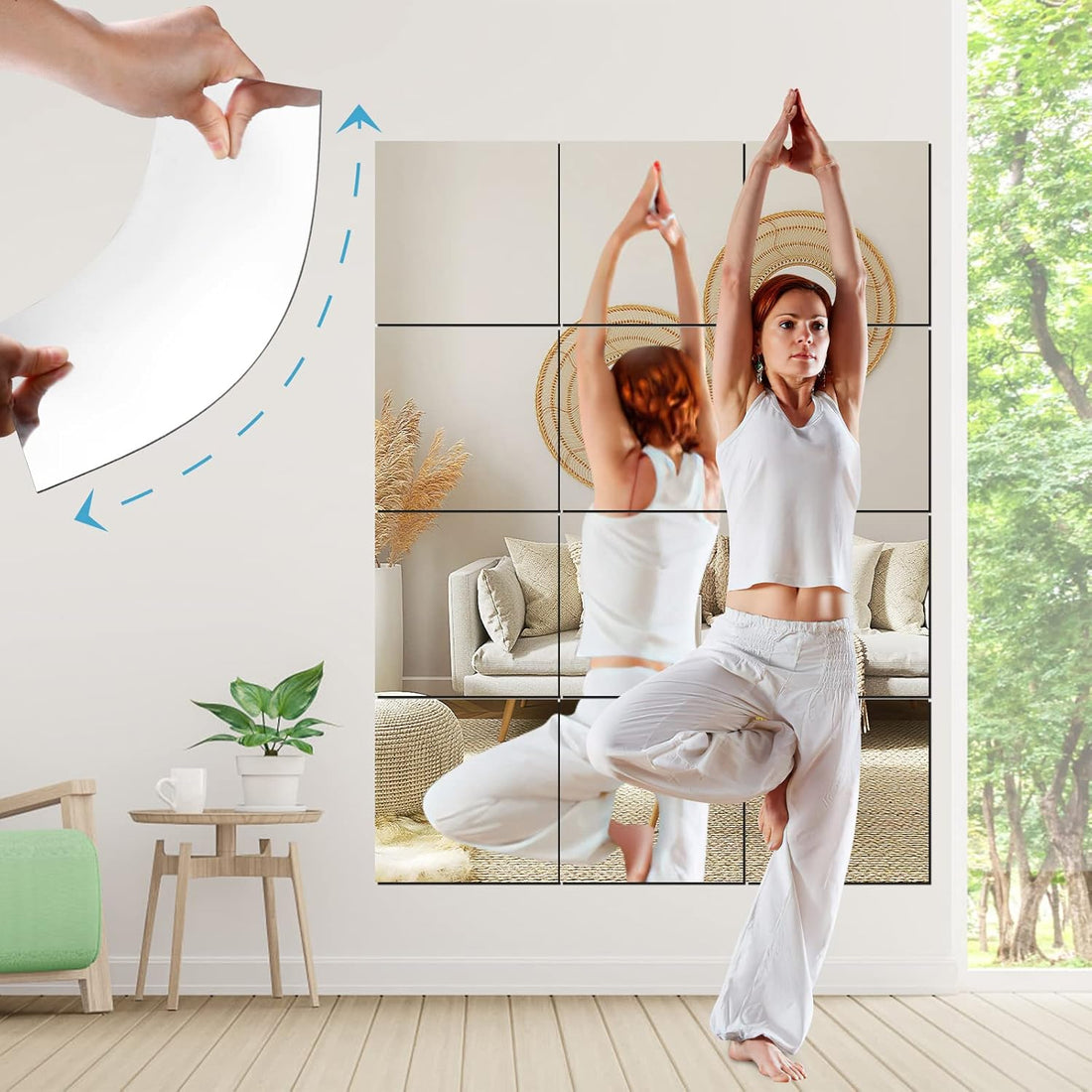 Unbreakable Full Length Wall Mirror Tiles – 4-Piece Acrylic Set