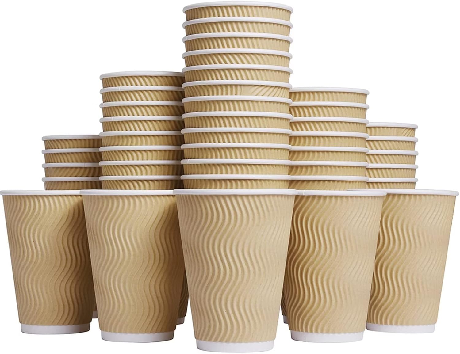 Disposable Hot Paper Cups – 100 Pack Insulated Corrugated Ripple Wall Cups