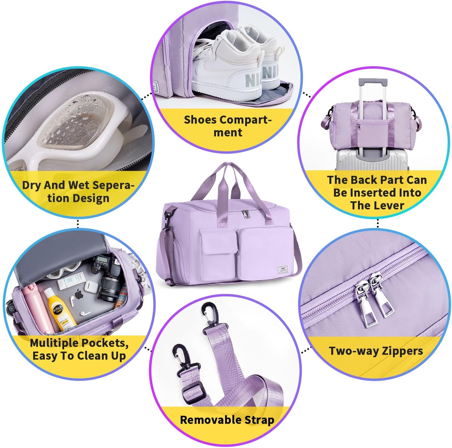 Women’s Gym Duffle Bag – 37L Travel Bag with Shoe Pocket