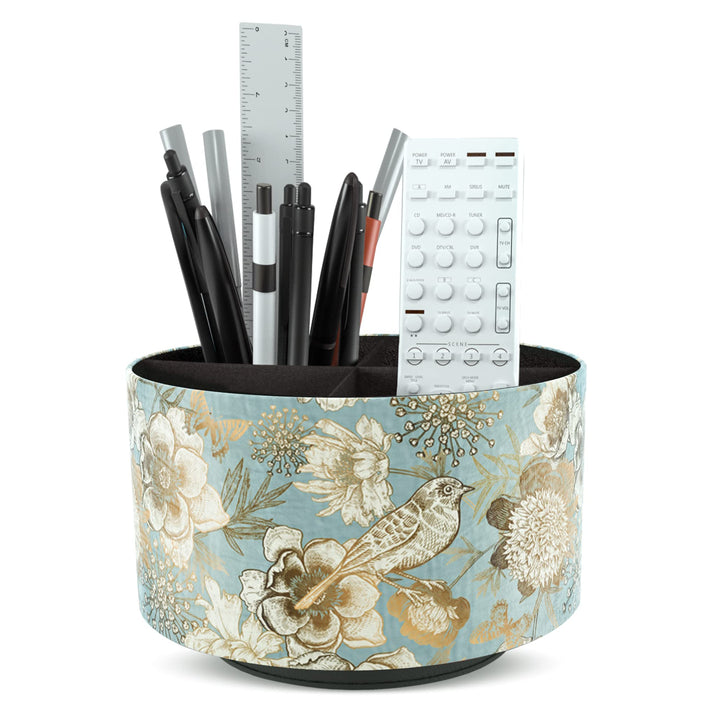 360° Rotating Leather Desk Organizer – Blue Bird Art Supply & Remote Holder