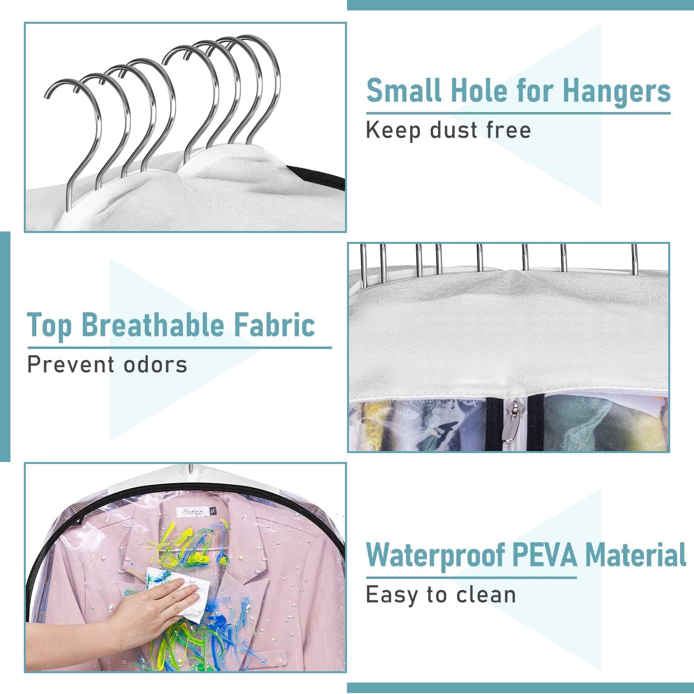 Organized and crease-free living: 3-Pack 40" Clear Gusseted Garment Bags – 10" Wide Suit