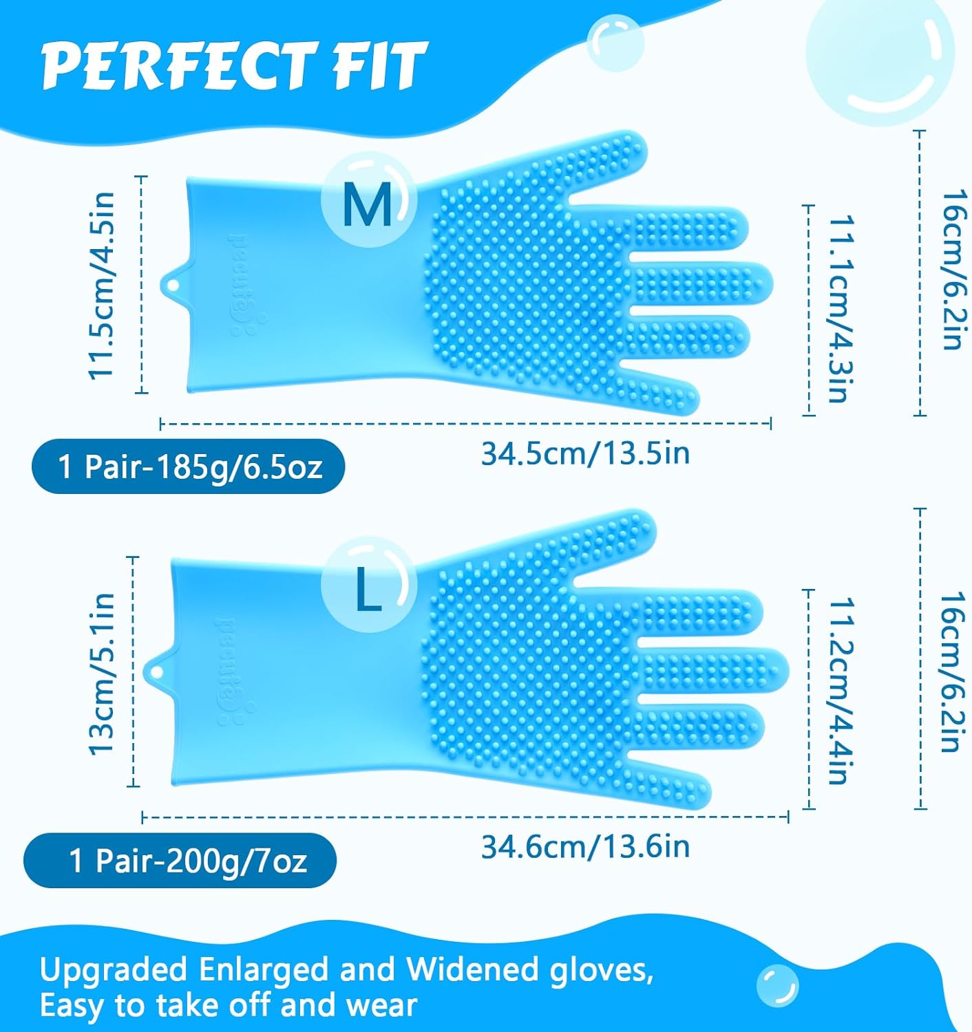Pecute Pet Grooming Gloves – Heat Resistant Silicone Gloves with High-Density Teeth,