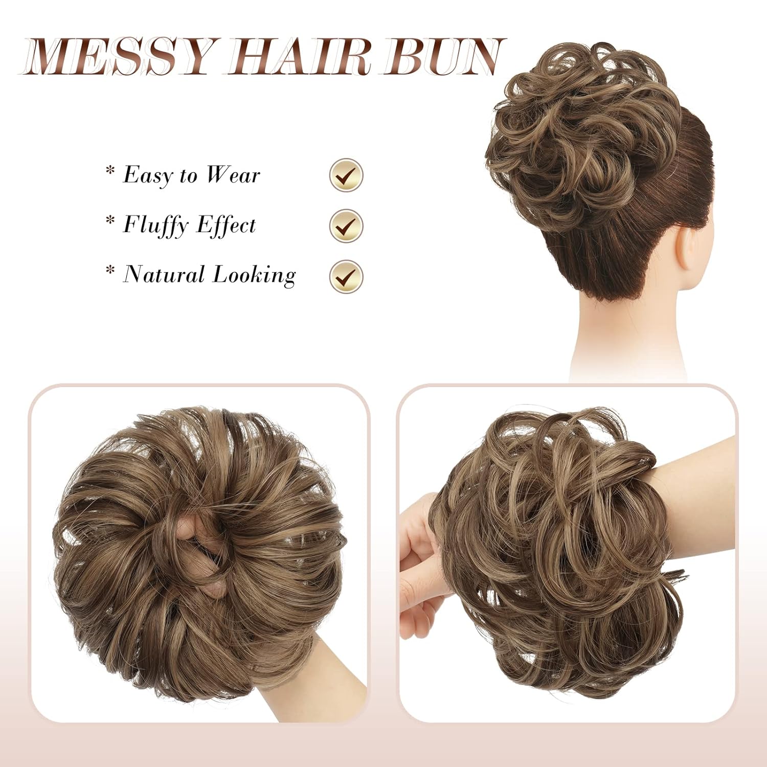 Messy Bun Hair Piece – Elastic Curly Scrunchie for Women