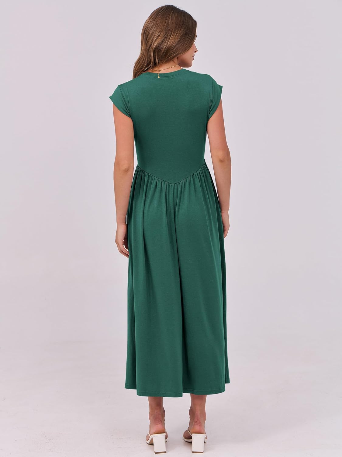 Women’s Cap Sleeve Maxi Dress – Summer Dressy Casual Elegant Fit & Flare High Waist A-Line Long