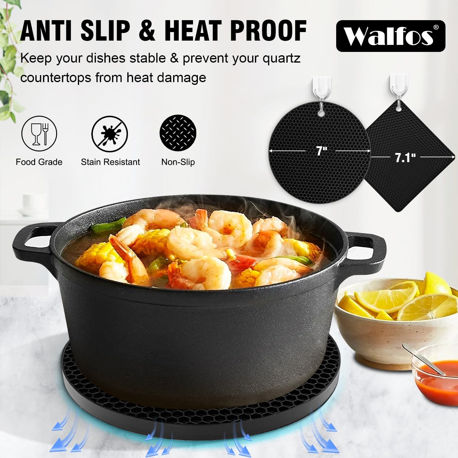 Silicone Trivet Mats – 4 Heat-Resistant Pot Holders Non-Slip Hot