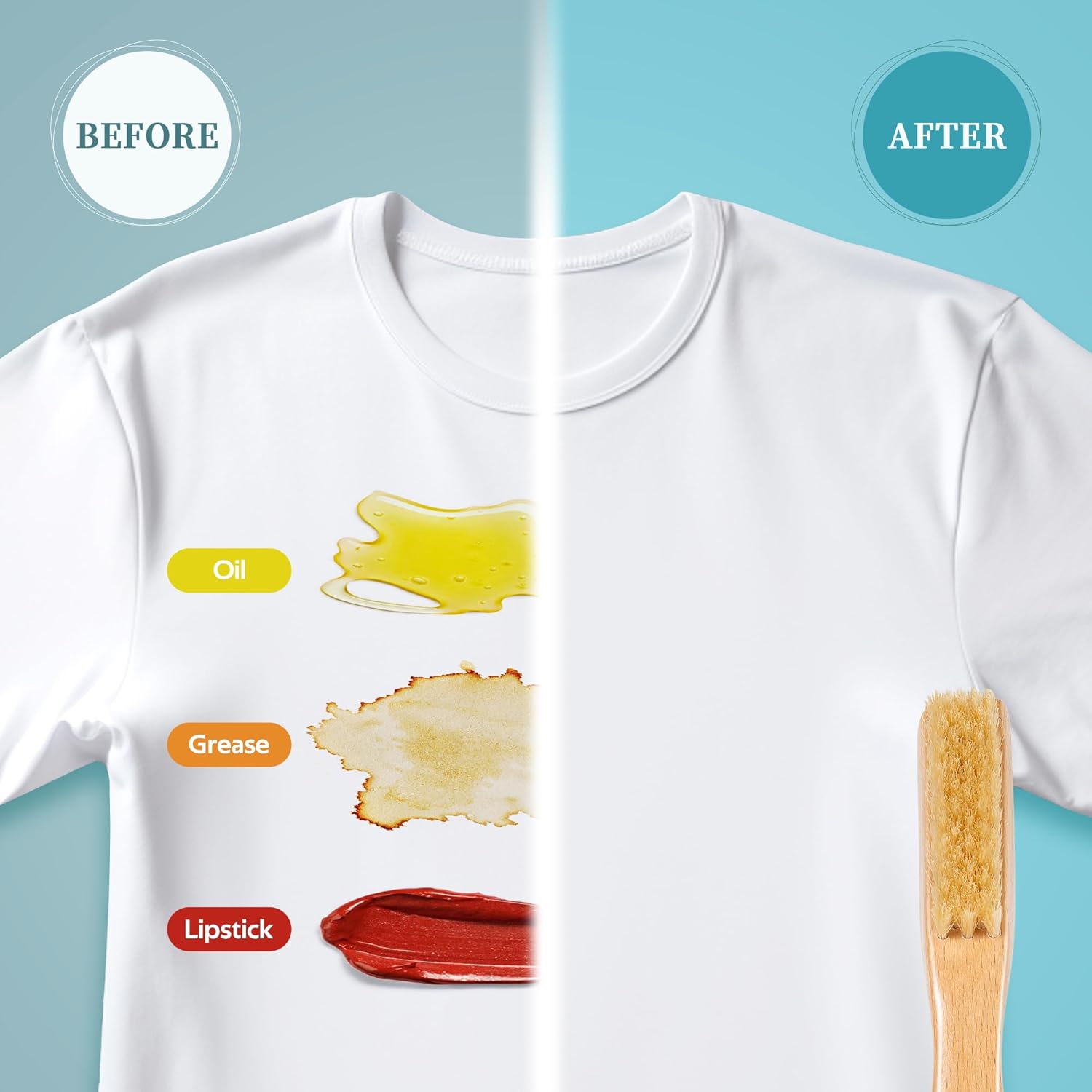 Laundry Stain Brush – Natural Soft Boar Bristles for Tough Stains No Damage