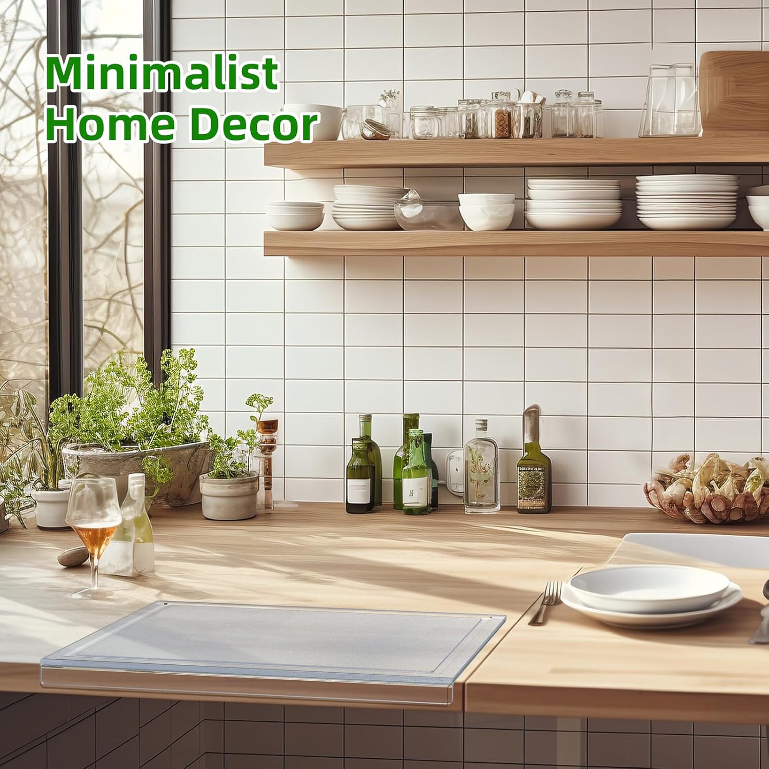 Clear Acrylic Cutting Board with Juice Groove & Non-Slip Base