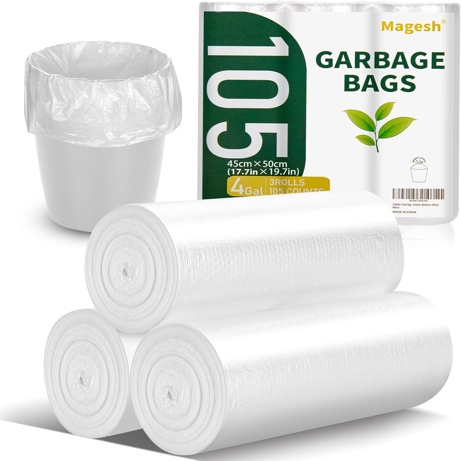 4 Gallon Trash Bag Strong, Leakage-Free, Small Garbage Bags
