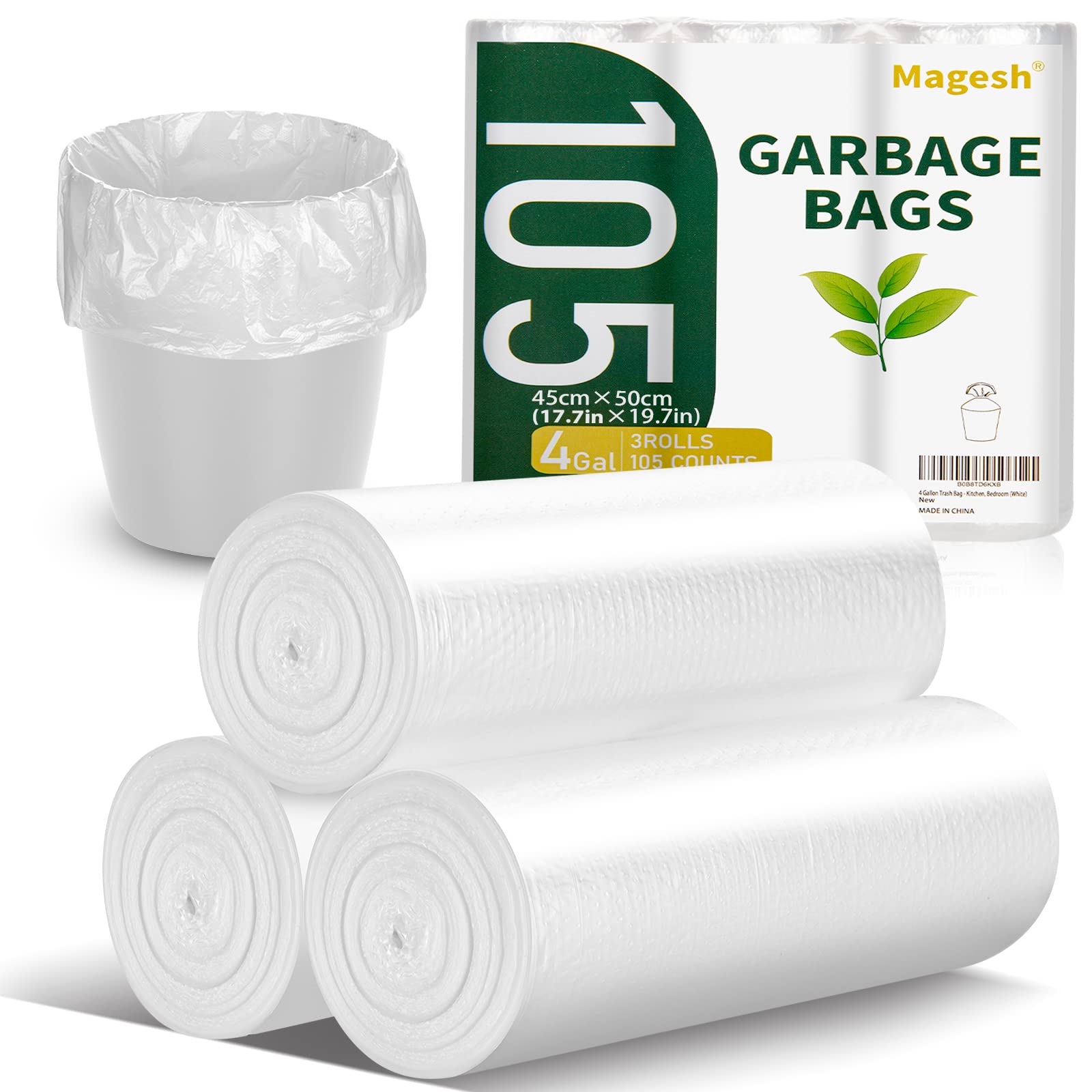 4 Gallon Trash Bag Strong, Leakage-Free, Small Garbage Bags