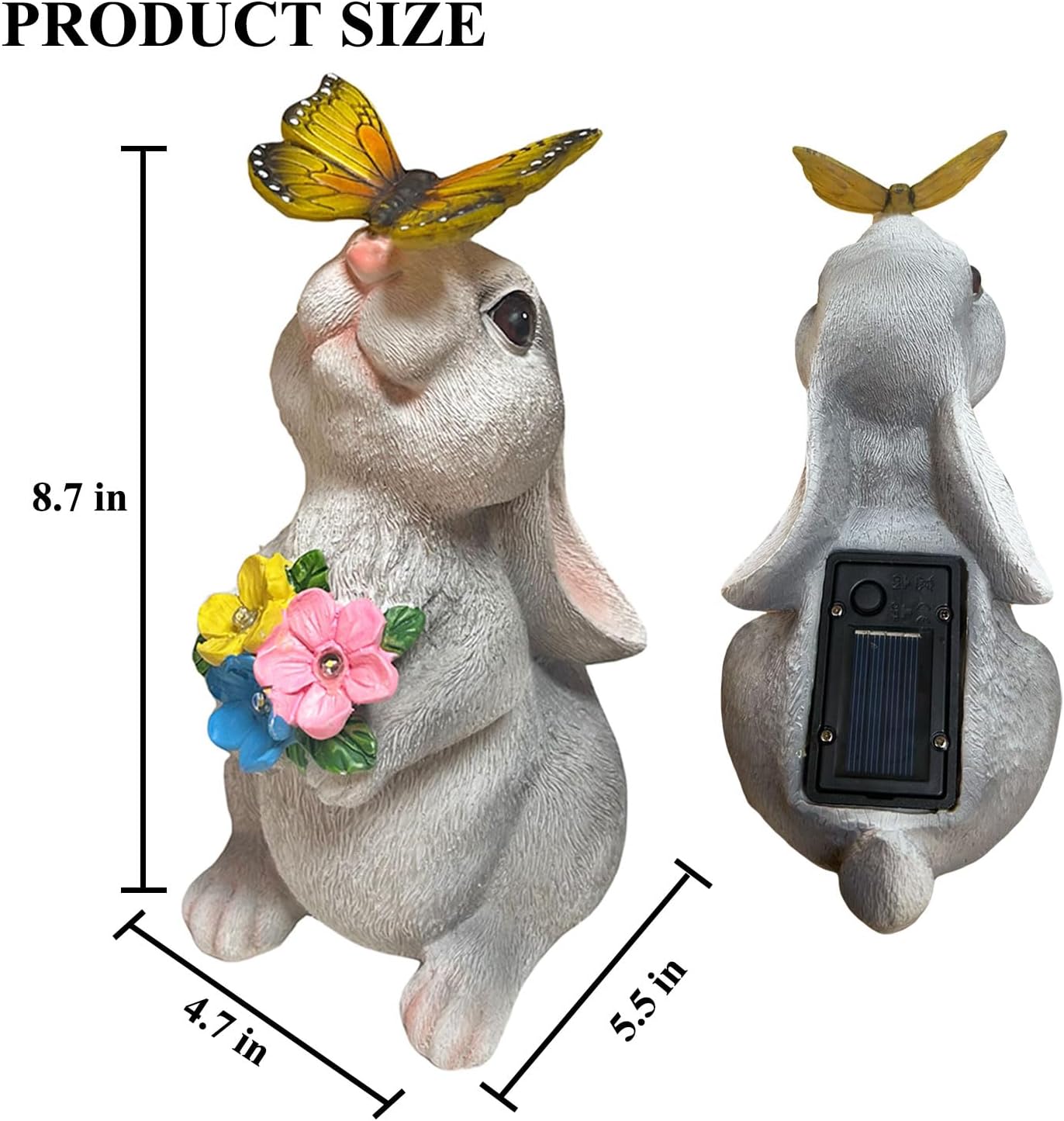 Solar Garden Rabbit Statues with LED Light – Outdoor Yard Decor