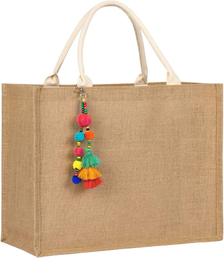 Large Woven Straw Beach Tote for Women – Waterproof Jute Summer