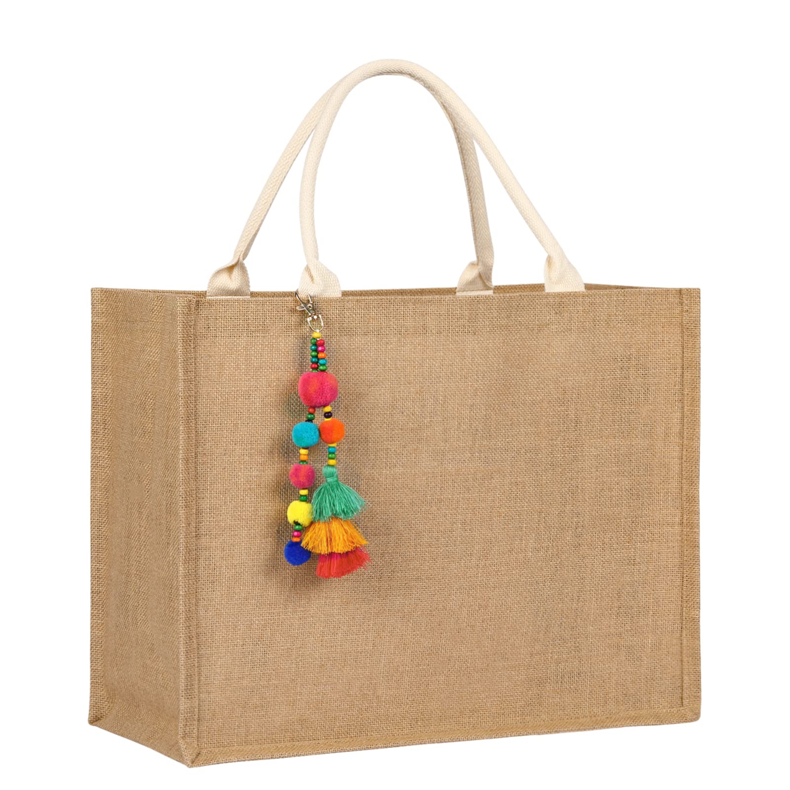 Large Woven Straw Beach Tote for Women – Waterproof Jute Summer