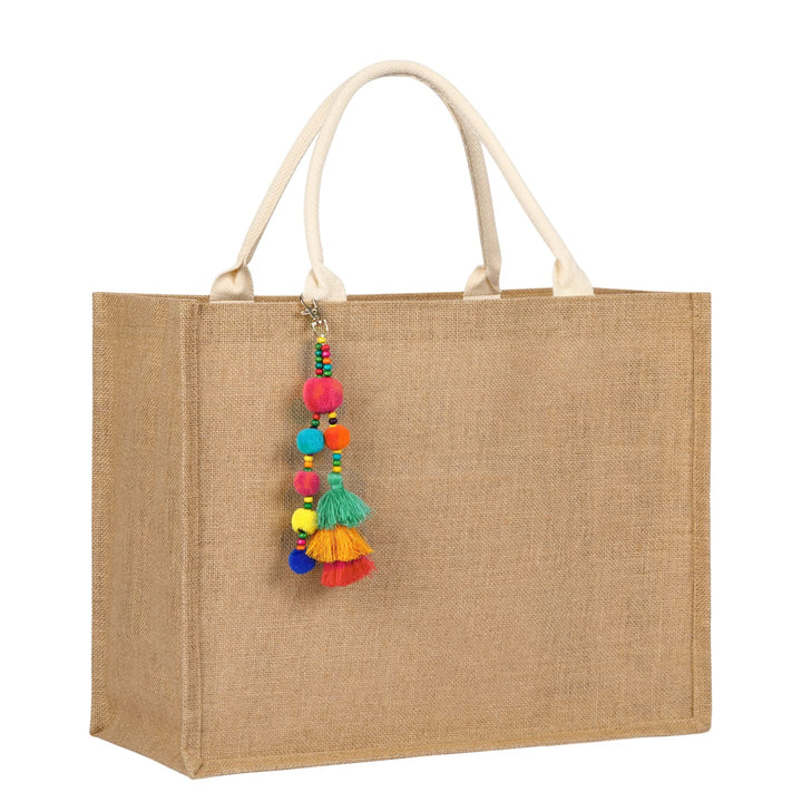 Large Woven Straw Beach Tote for Women – Waterproof Jute Summer