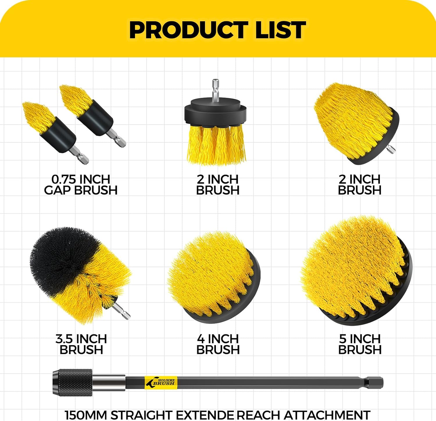 8 Piece Drill Brush Attachments Set – Power Scrubber with Attachment  Extension rod
