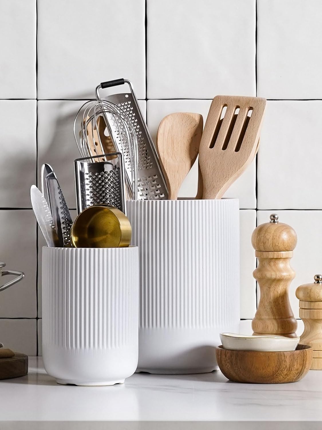 Utensil Holder Set Ceramic Kitchen Utensil Crocks Large Countertop