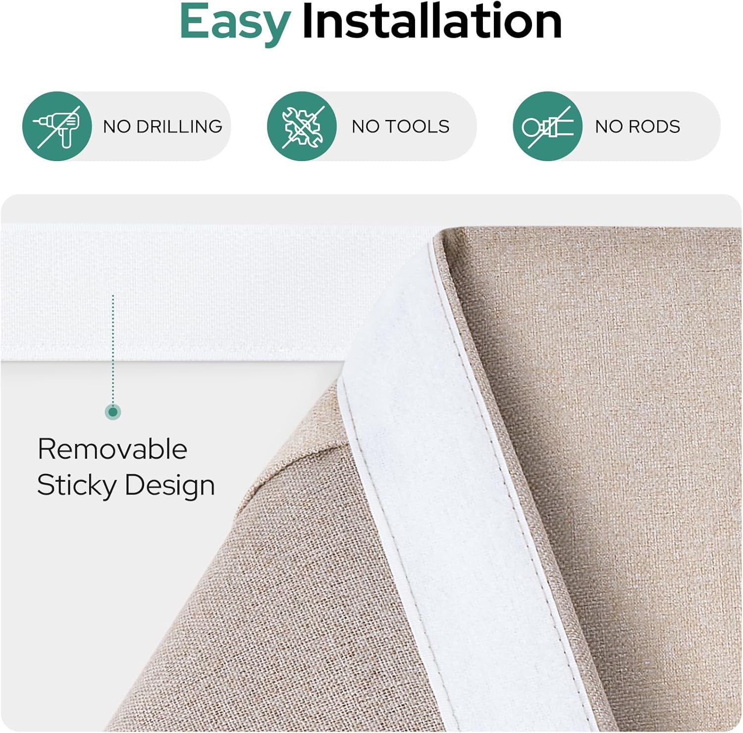 Linen Blackout French Door Curtain – Thermal Privacy Shade 26x68