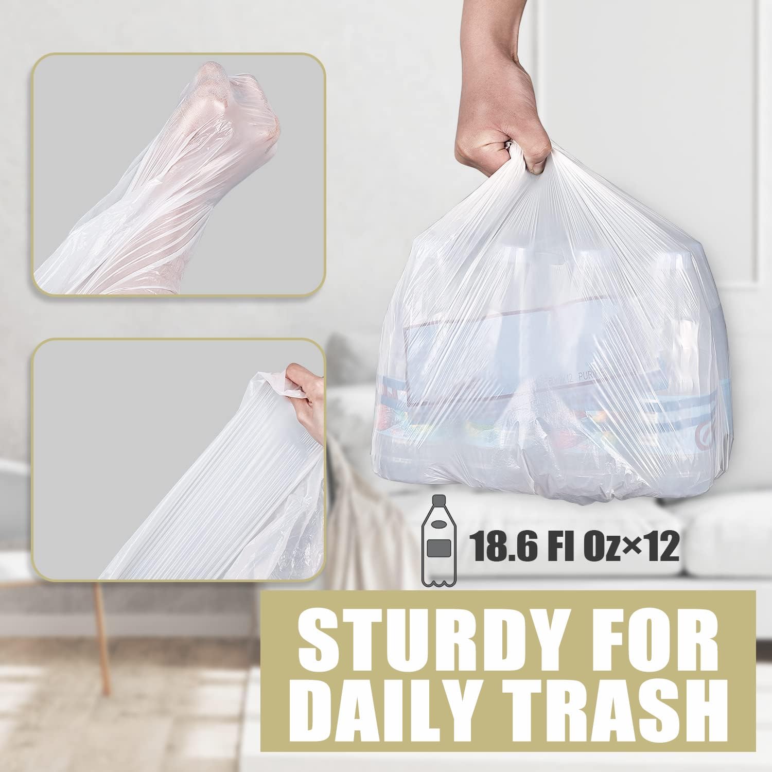 4 Gallon Trash Bags – 100 Count, Small Garbage Bags for Office