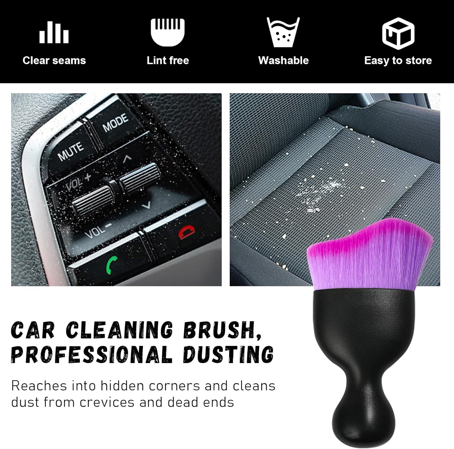Car Detailing Brush with Curved Soft Bristles – Interior Cleaning Tool