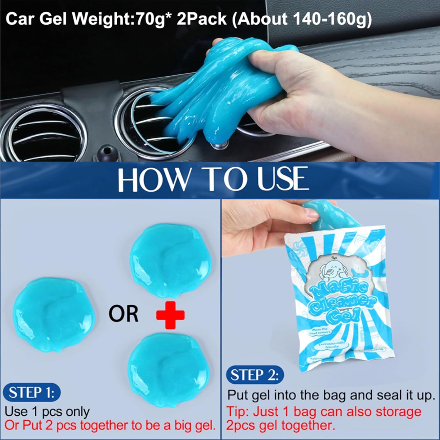 Car Interior Duster & Detail Brush Cleaning Gel Kit – Soft Dash Vent