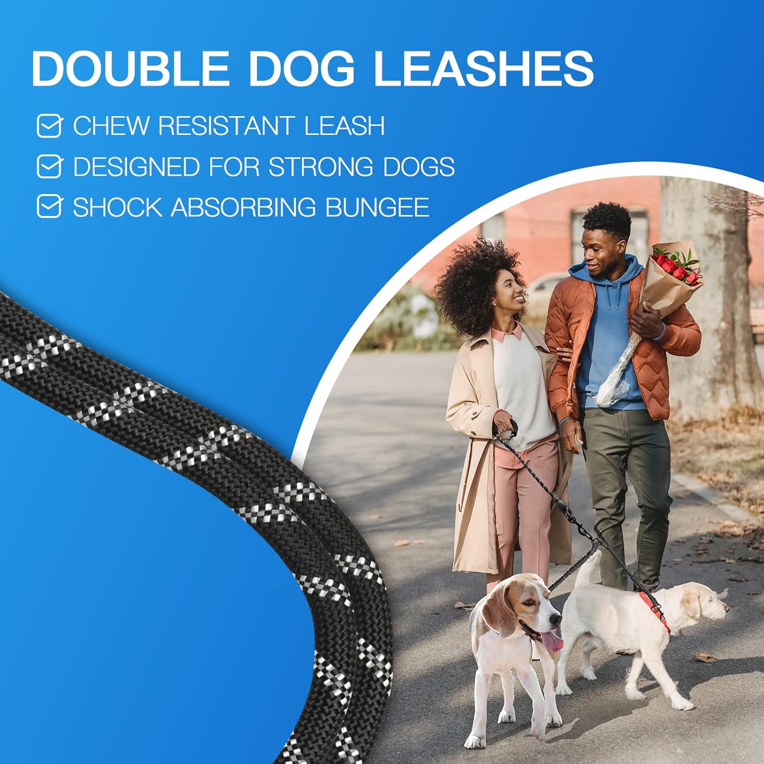 Double Dog Leash – Dual Tangle-Free Leash with 360° Swivel Shock