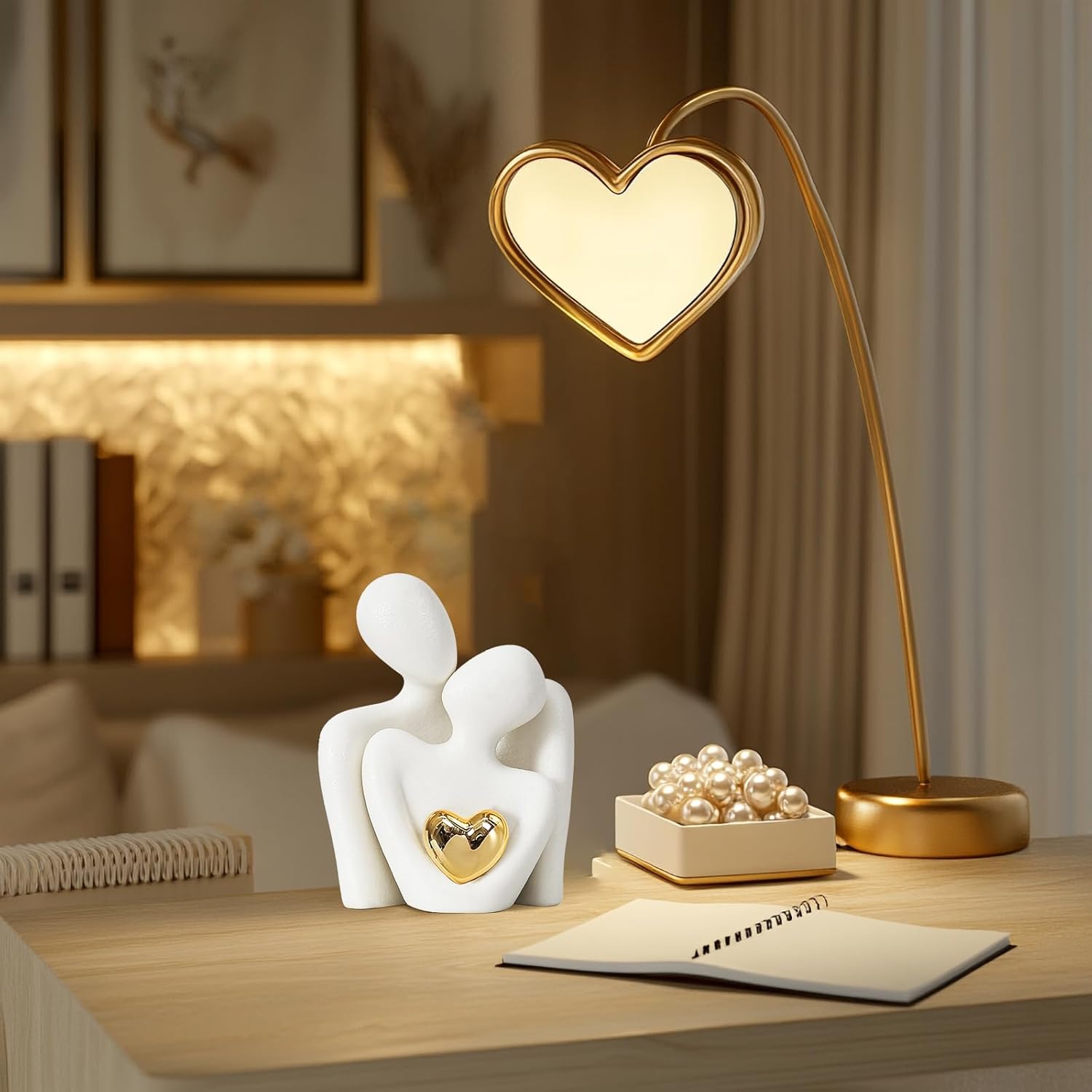 Mini Couple Statue – Abstract Love Decor for TV Stand & Office