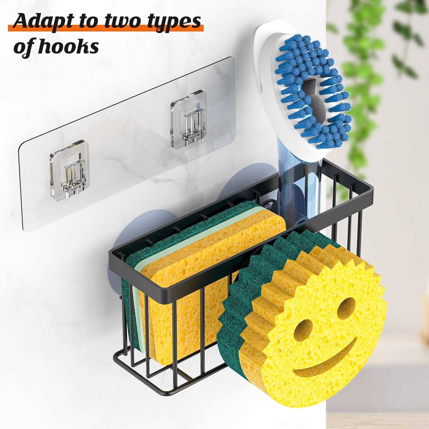 Sponge Holder Smiley Face – Kitchen Sink Caddy with 2 Suction Cups