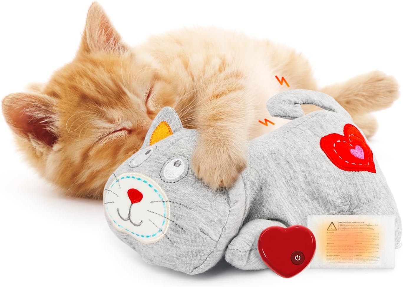 ALL FOR PAWS Heartbeat Cat Plush Toy – Anxiety Relief with Heartbeat