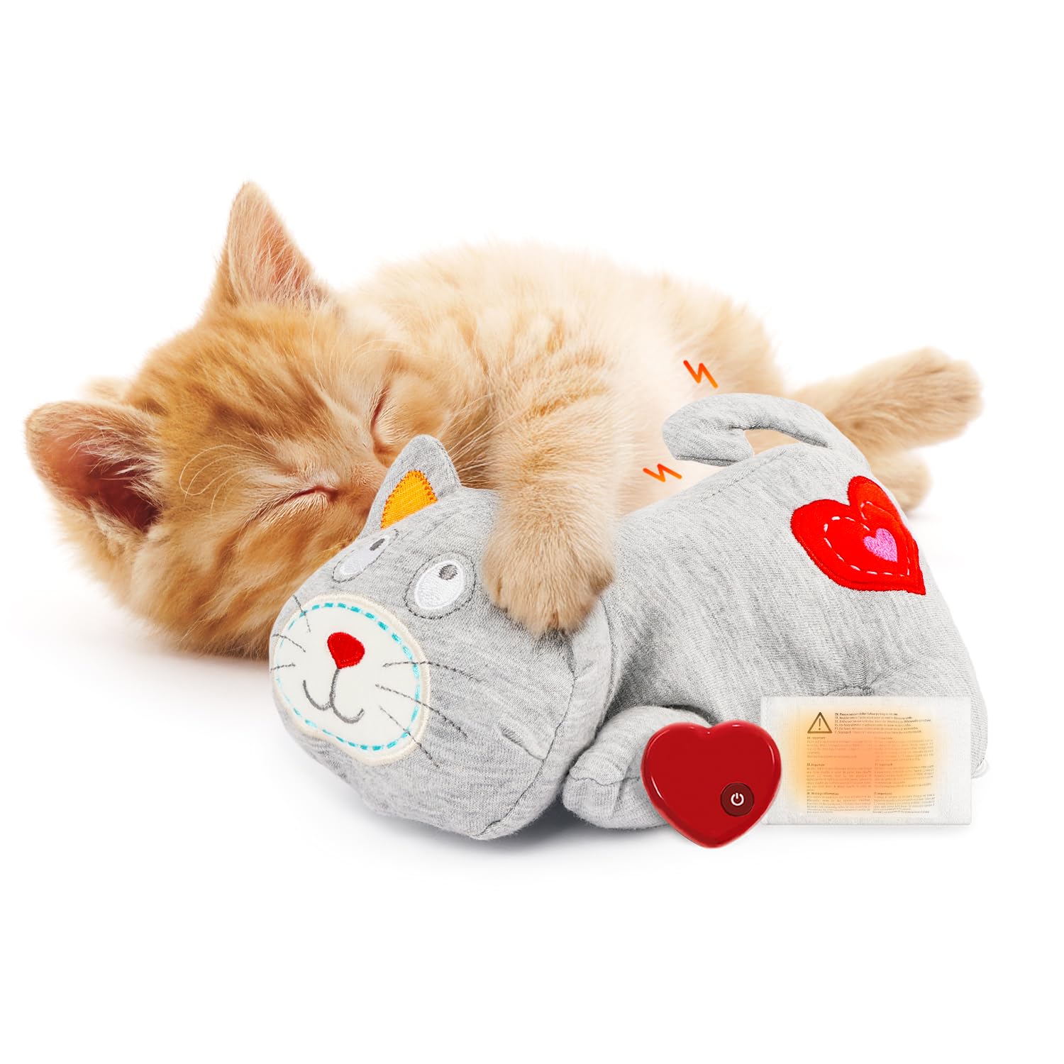 ALL FOR PAWS Heartbeat Cat Plush Toy – Anxiety Relief with Heartbeat