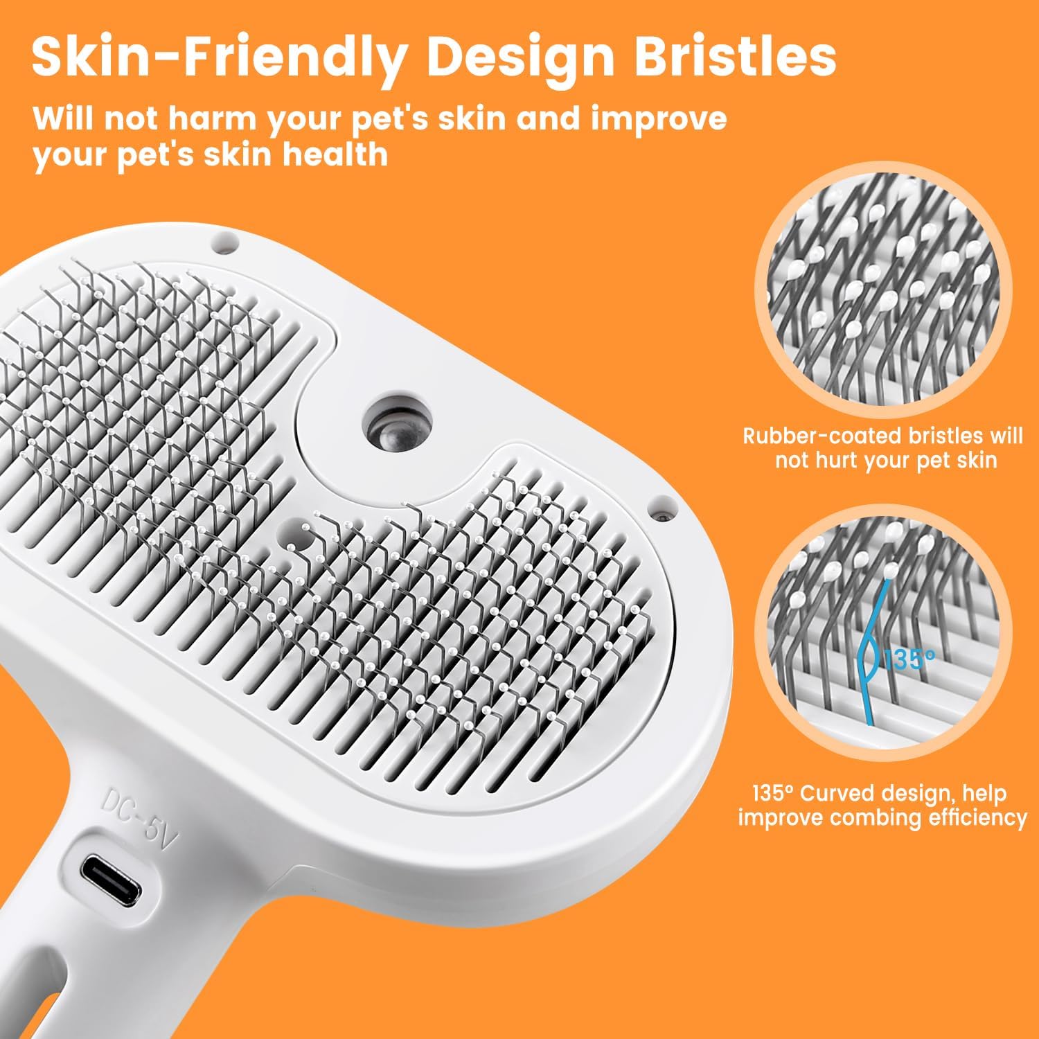 3-in-1 Cat Steam Brush – Pet Spray Hair Removal Comb for Shedding