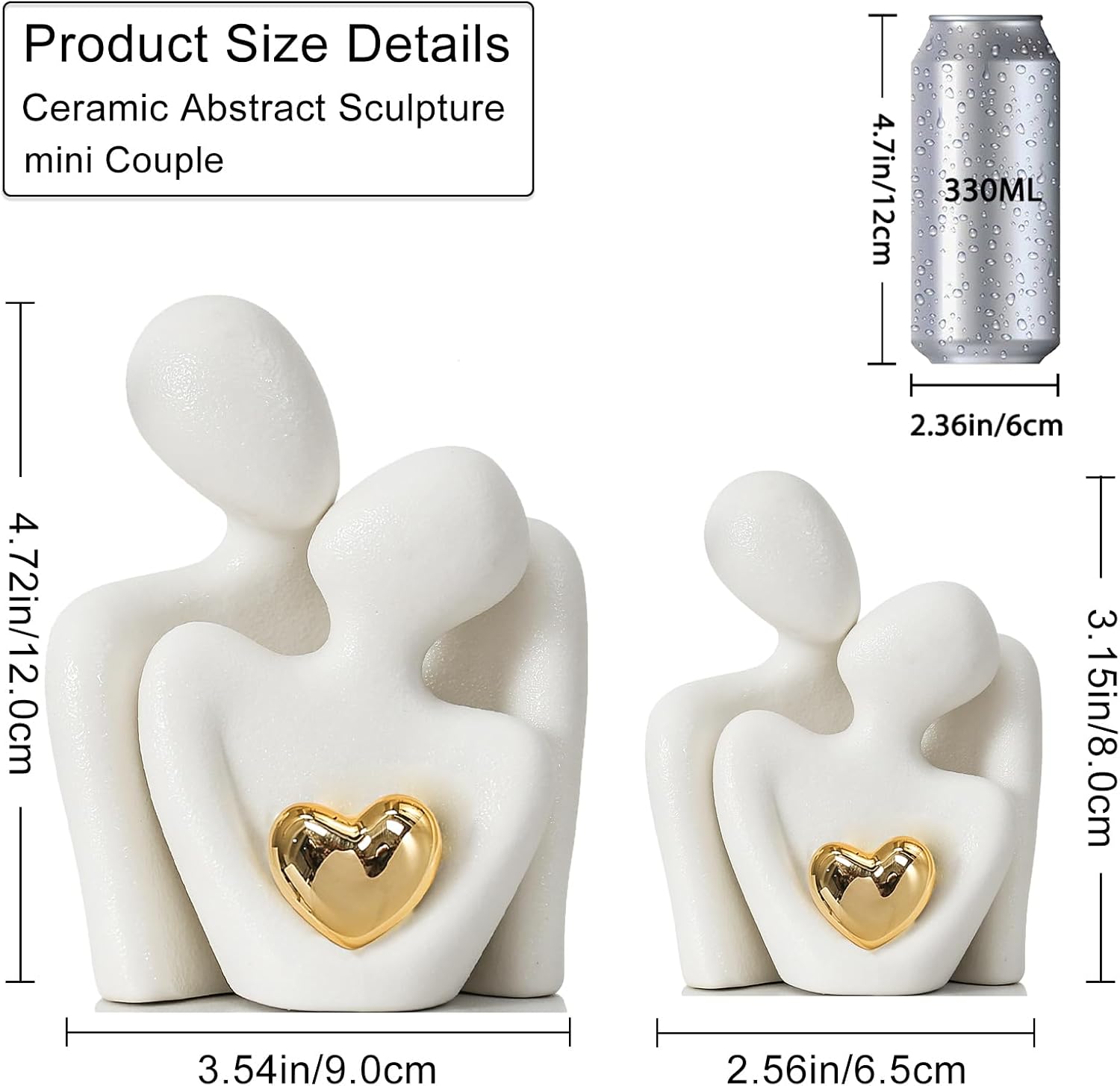 Mini Couple Statue – Abstract Love Decor for TV Stand & Office