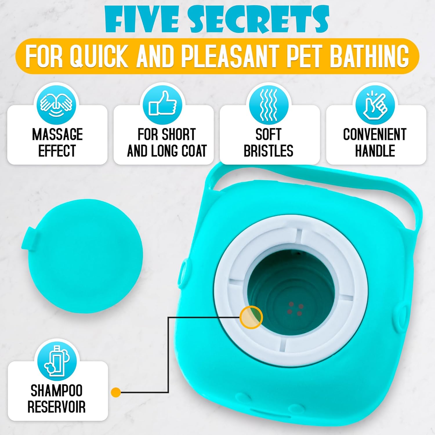 Dog Bath Brush with Soap Dispenser – Silicone Scrubber for Dogs, Exfoliating Shampoo