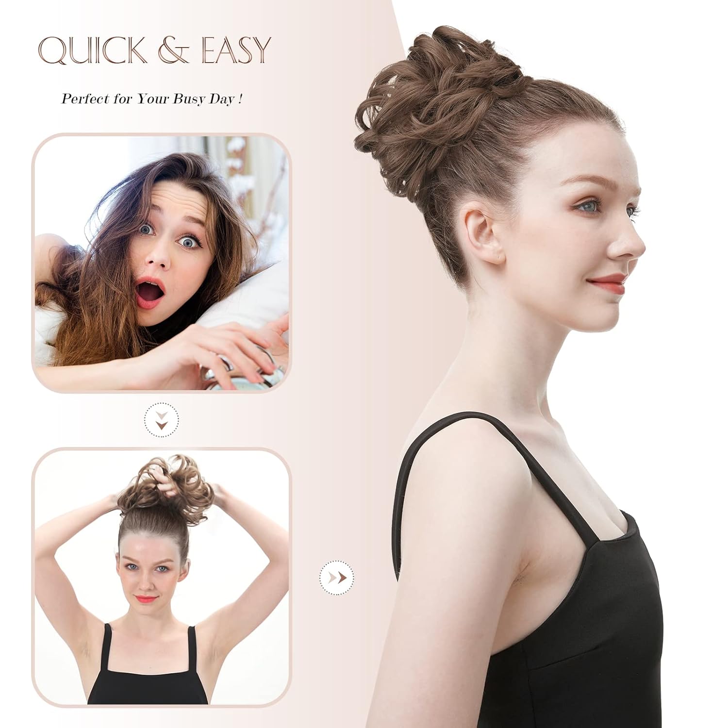 Messy Bun Hair Piece – Elastic Curly Scrunchie for Women
