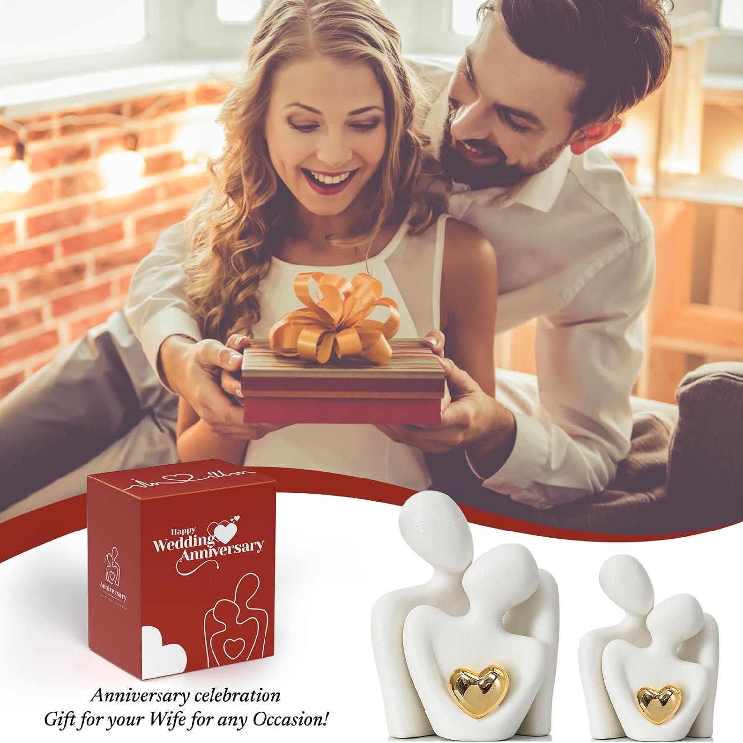 Mini Couple Statue – Abstract Love Decor for TV Stand & Office