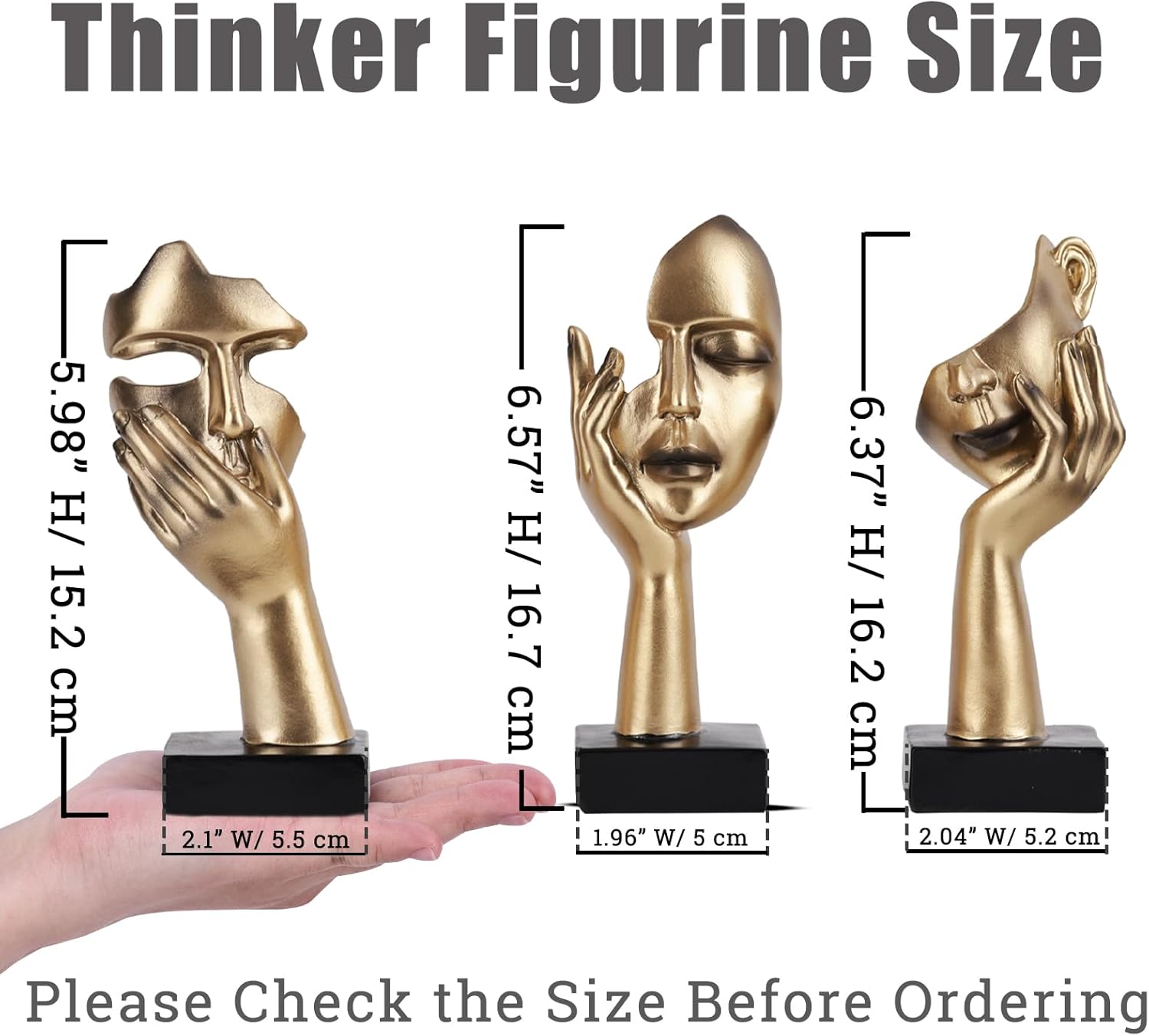 Thinker Statue Set – Gold & Black Abstract Modern Decor (3 Pcs)