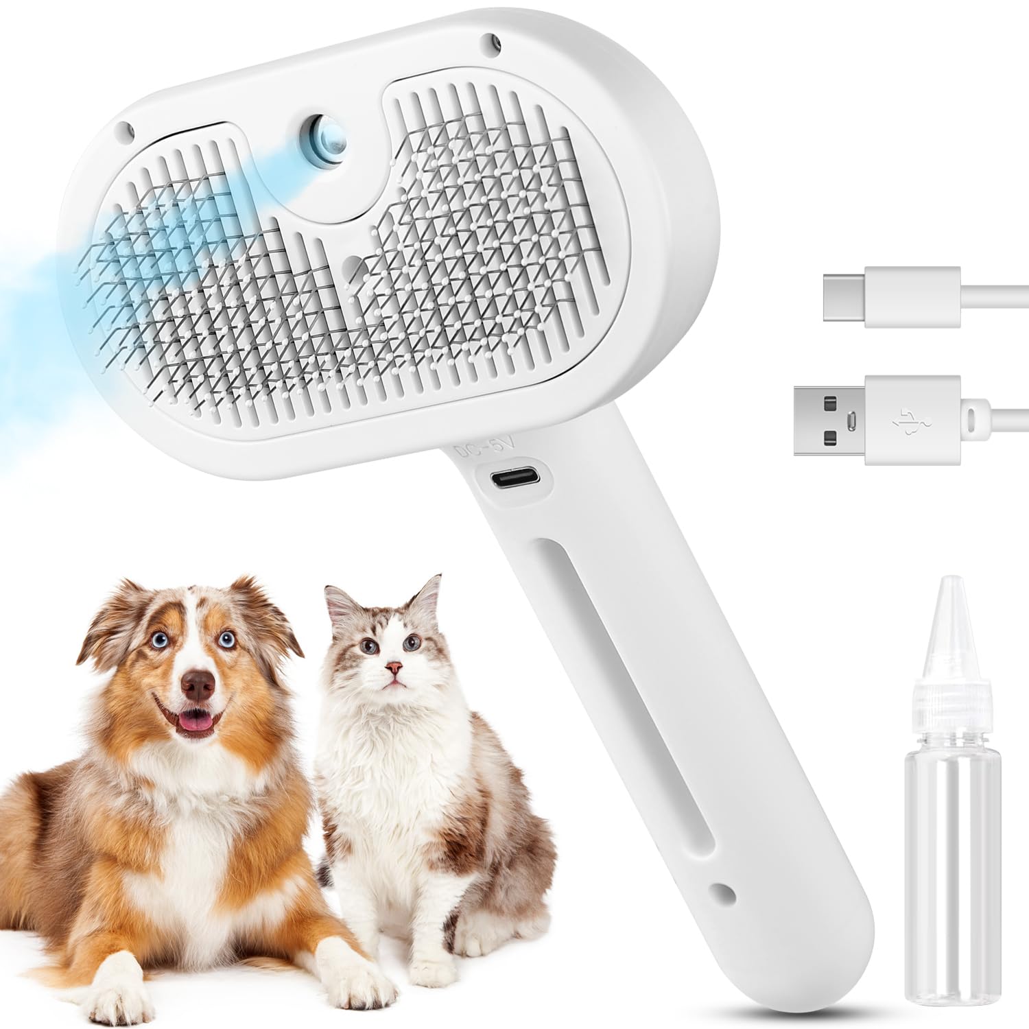 3-in-1 Cat Steam Brush – Pet Spray Hair Removal Comb for Shedding