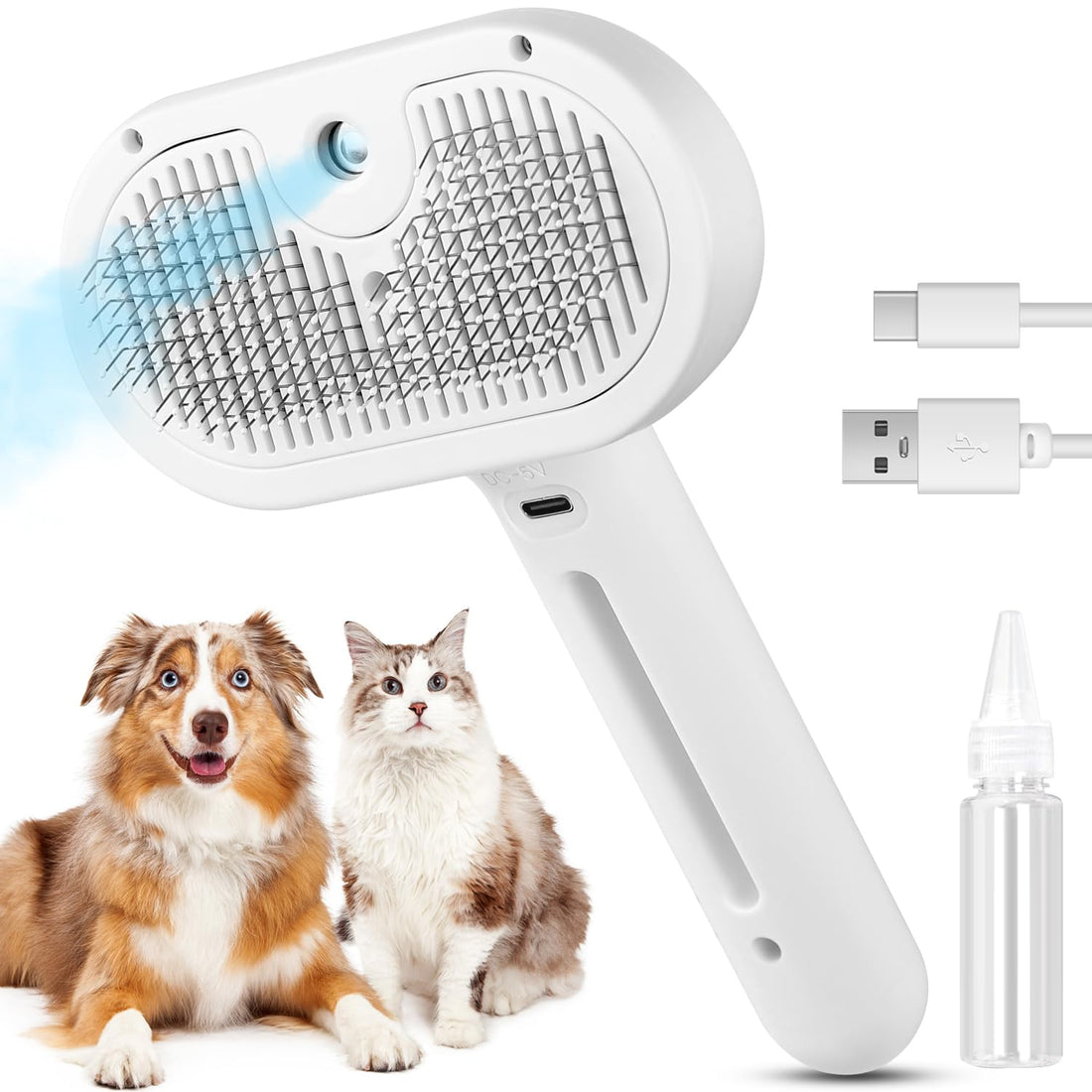 3-in-1 Cat Steam Brush – Pet Spray Hair Removal Comb for Shedding & Grooming