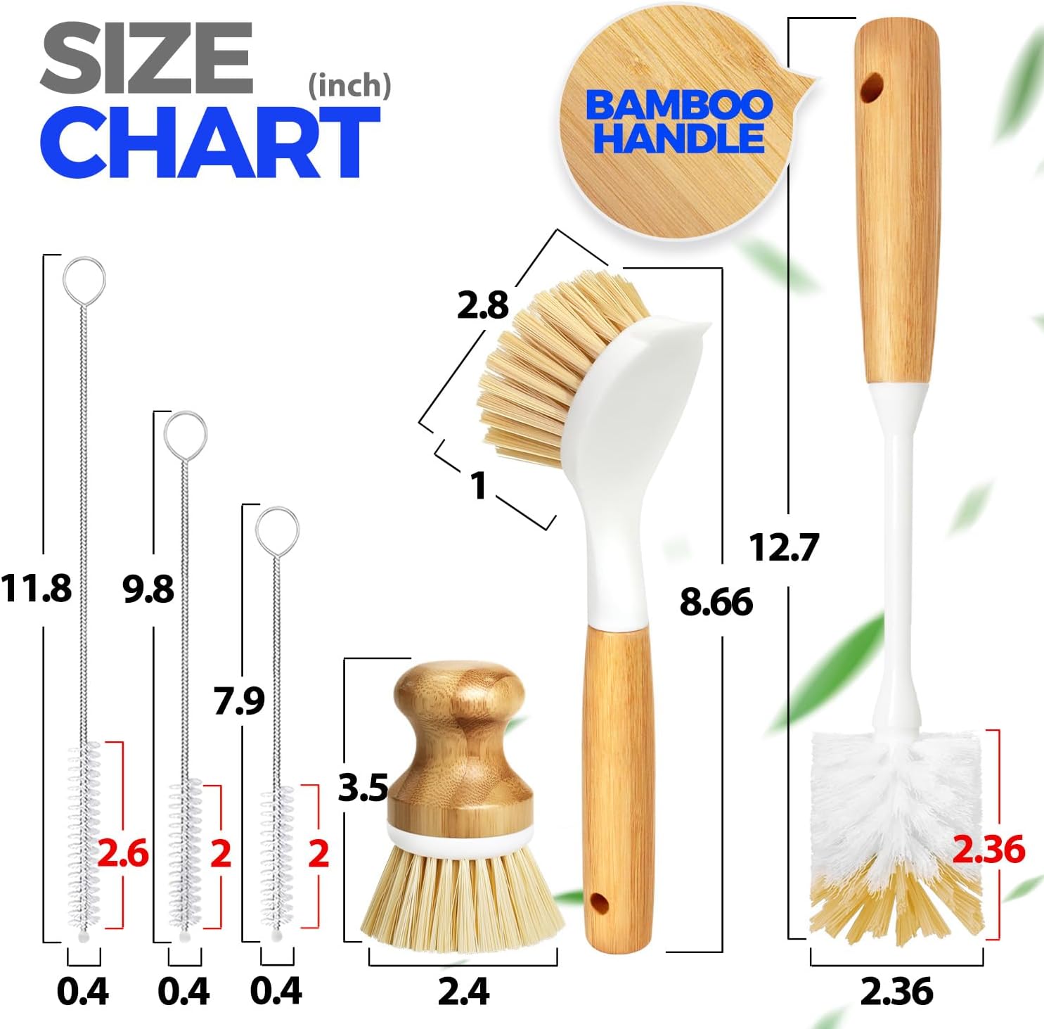 6 Pack Dish Brush Kitchen Brushes Set with Bottle Brush Dish Brush