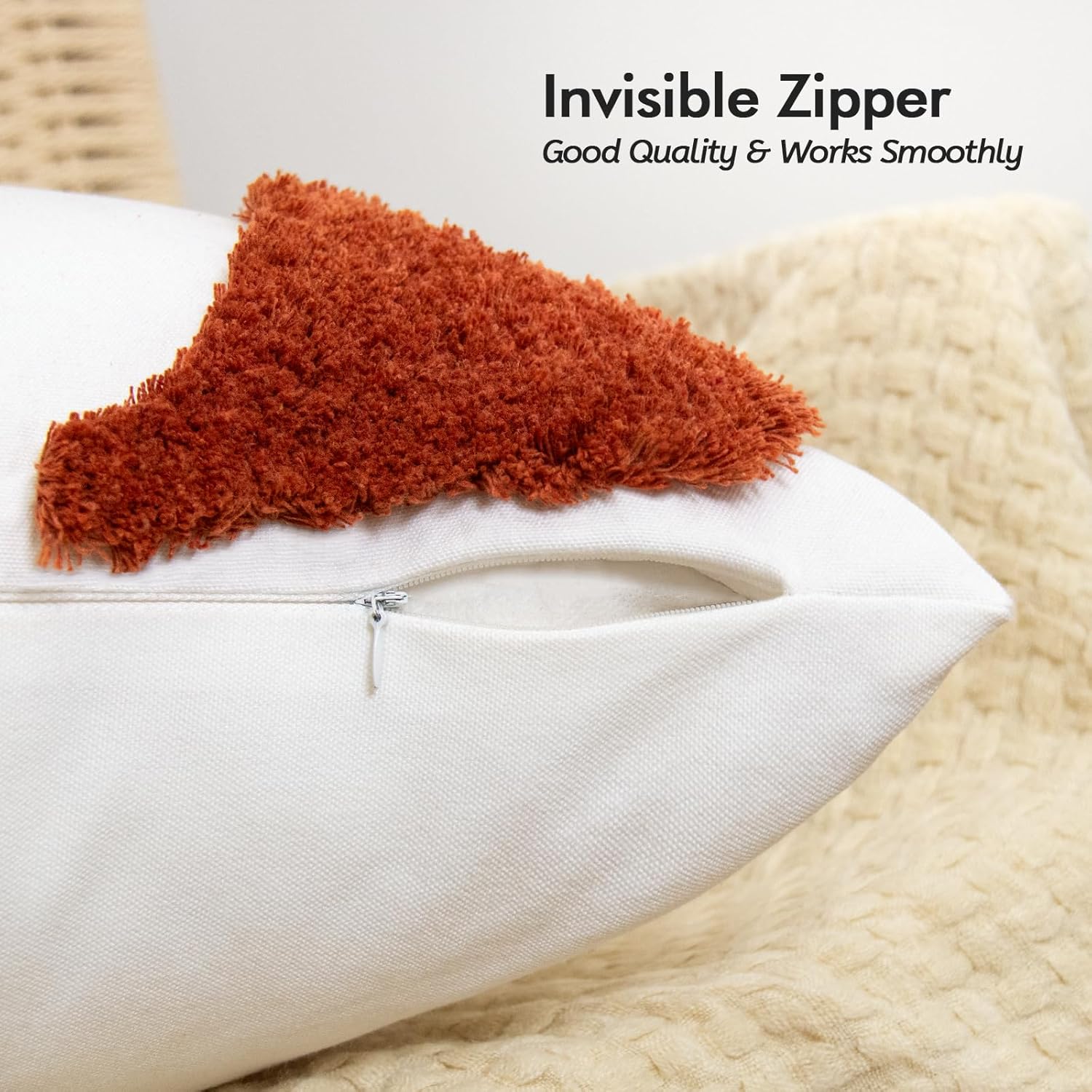 18x18 Tufted Boho Jacquard Pillow Covers – Farmhouse Decorative Throw Pillow