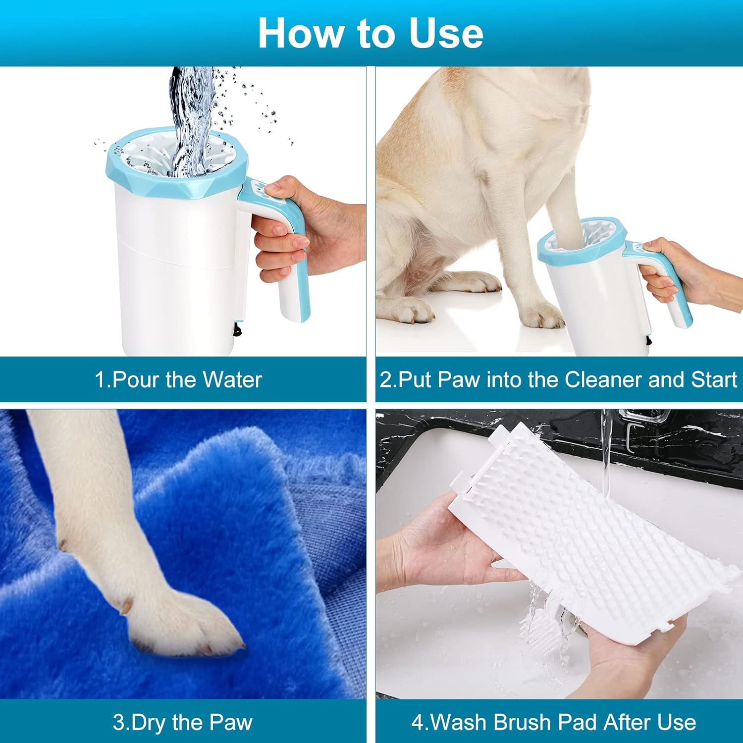 Rechargeable Automatic Dog Paw Cleaner Cup – 2-in-1 High Power 7.4V Pet