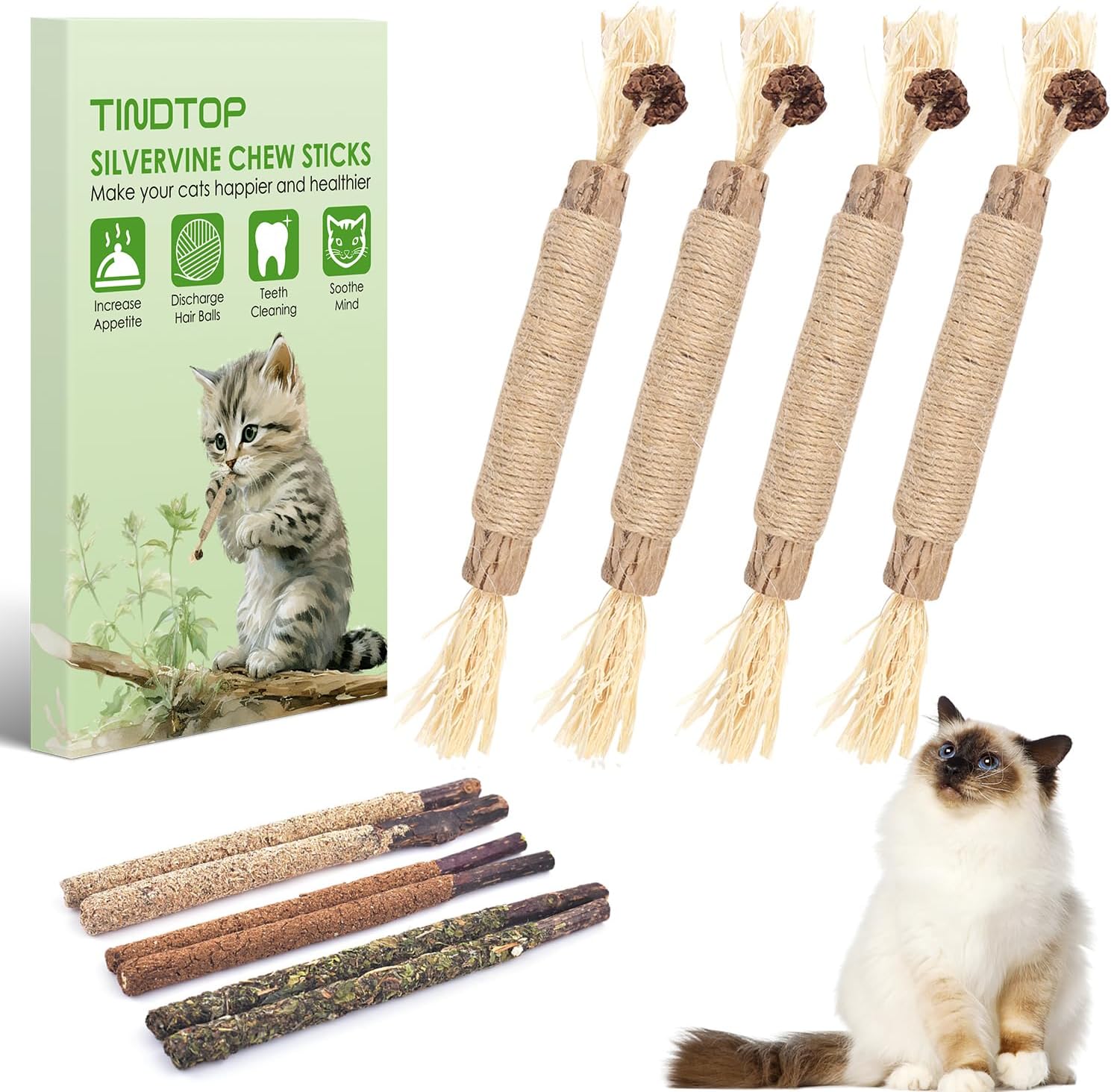 Silvervine Sticks (10 Pack) – Natural Catnip Chew Toys for Kittens