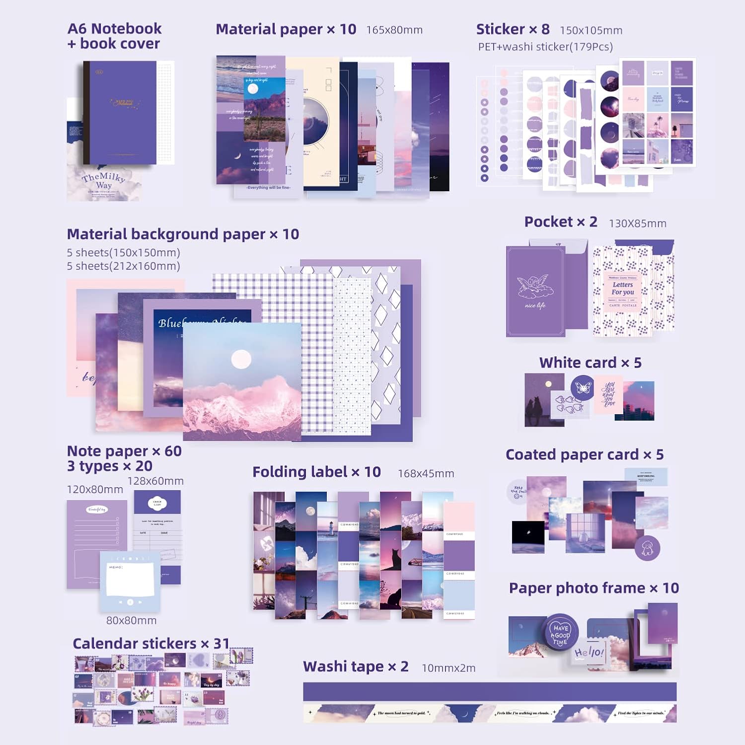 Vintage Scrapbooking  creative  Kit – 348-Piece Aesthetic Journal Set with Notebook journaling