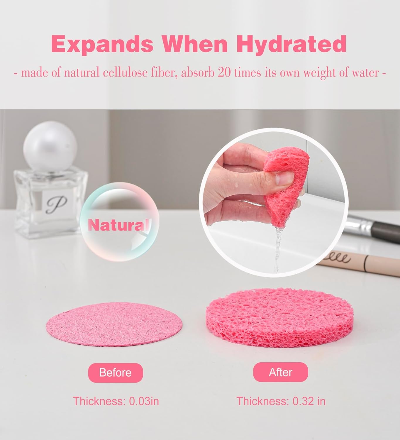 50 PCS Compressed Facial Sponges – 100% Natural Cellulose Professional